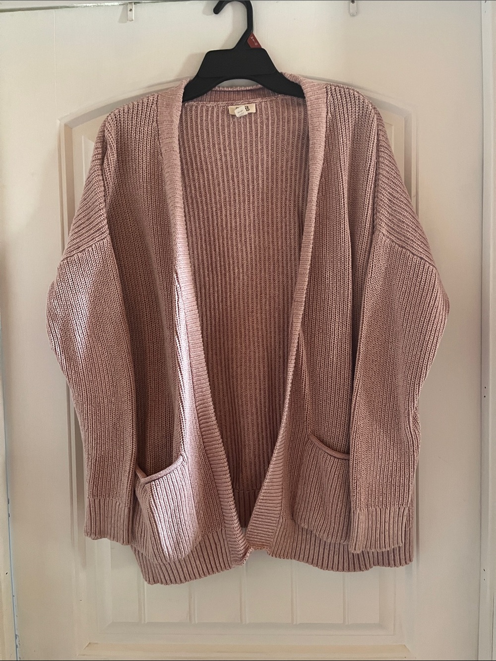 a.n.a Open-Front Cardigan Sweater — Light Dusty Pink